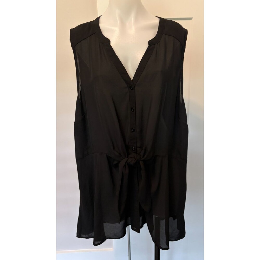 TORRID Women TOP Sleeveless Black Ties in Front Size 4 (4X 26)
